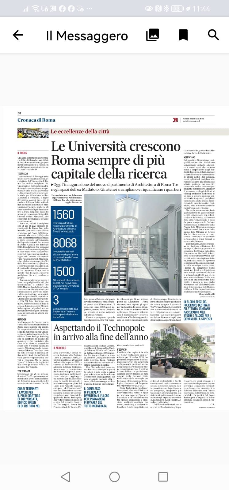 Il Rome Technopole sulla stampa