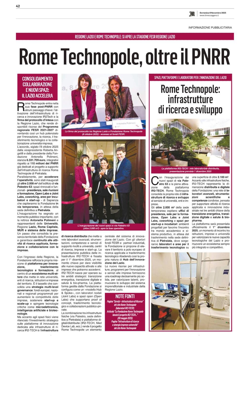 Il Rome Technopole sulla stampa